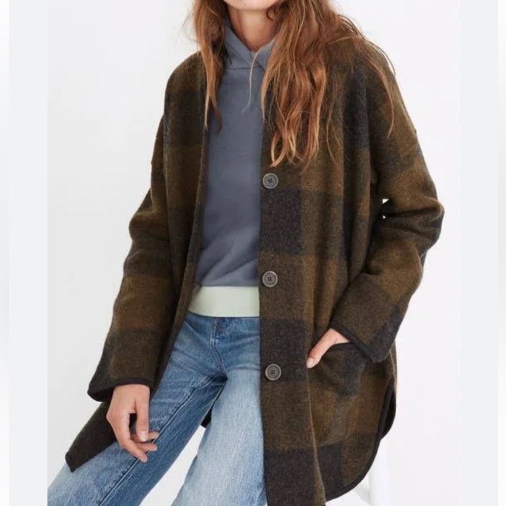 Madewell Buffalo Check Sweater Coat